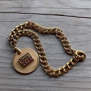 ANTIQUE 12 Kt Gold Filled Ruby Getty Gas Service Anniversary Charm Bracelet